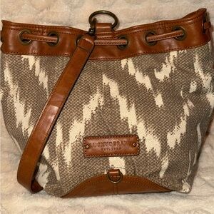 Lucky Brand BALI HAI Textile Brown Hobo Bucket Shoulder Sling Bag EUC Retail $88